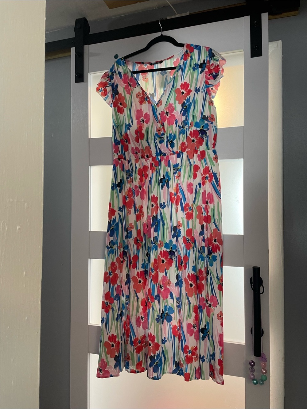 BloomChic Floral V-Neck Maxi Dress in Pink, Blue & Green